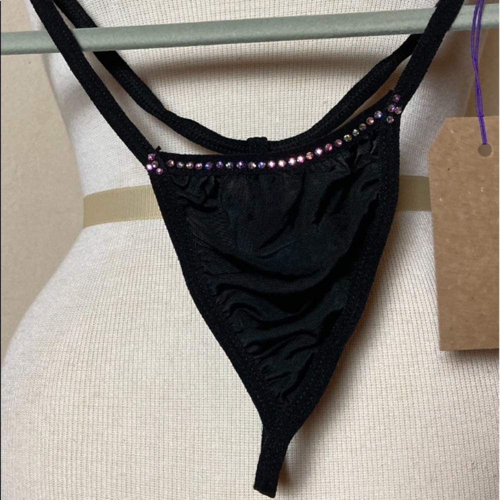 Black Embellished G String